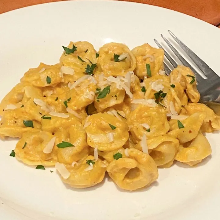 pumpkin alfredo tortellini