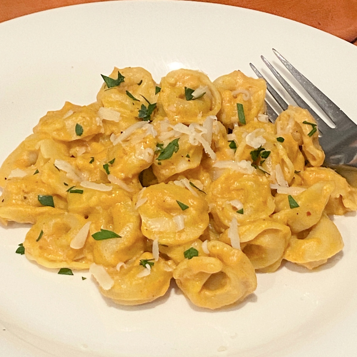 pumpkin alfredo tortellini