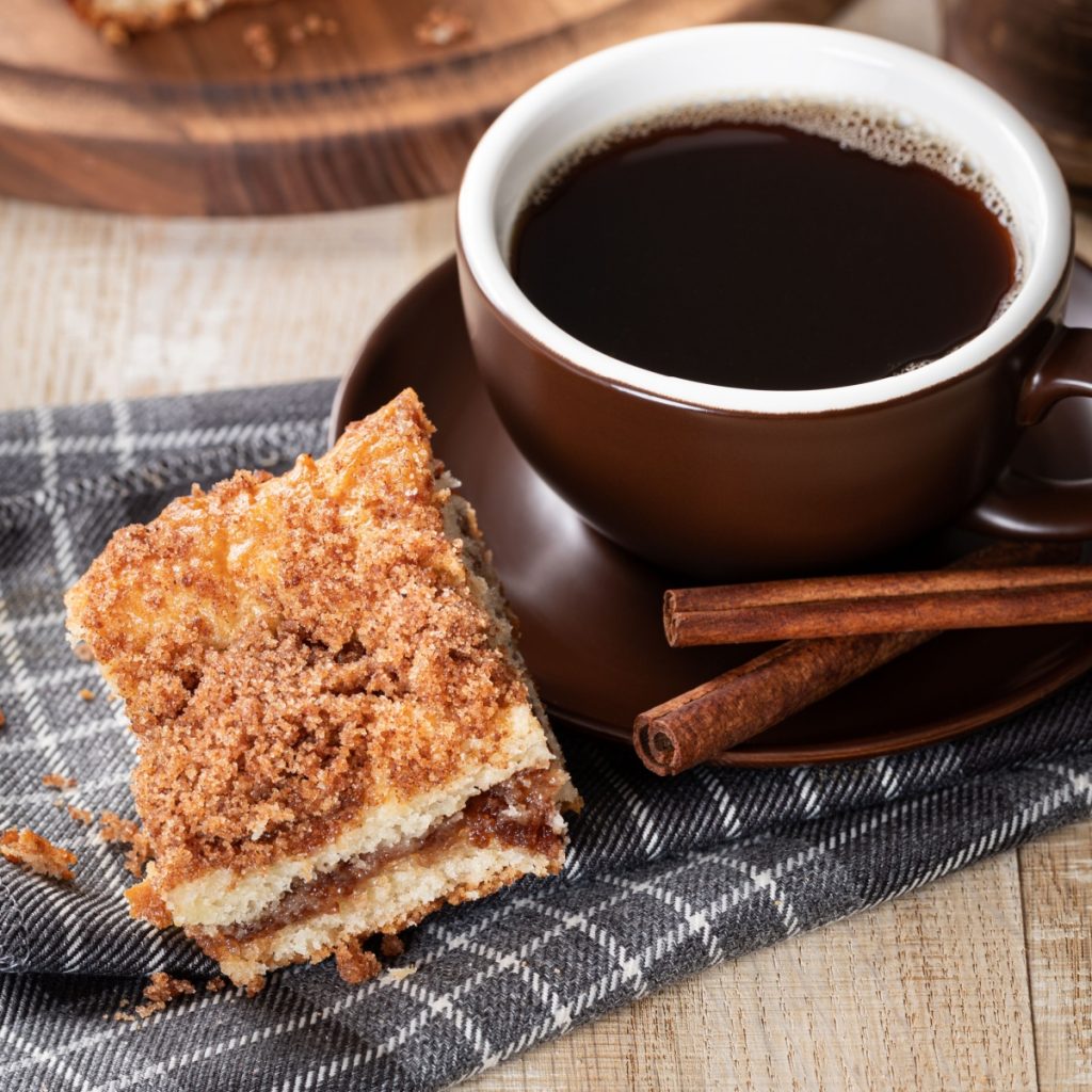 cinnamon coffee cake made in a loaf pan