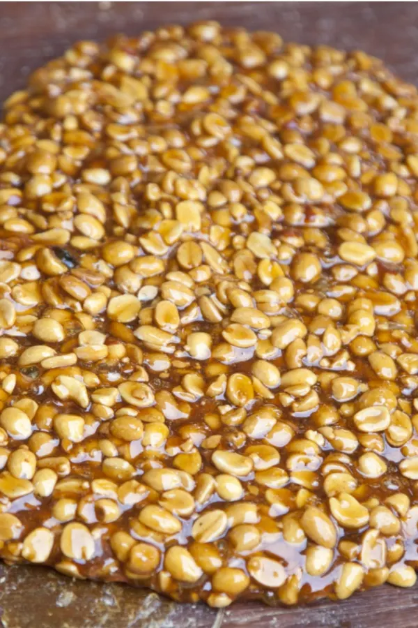 peanut mixture on baking sheet