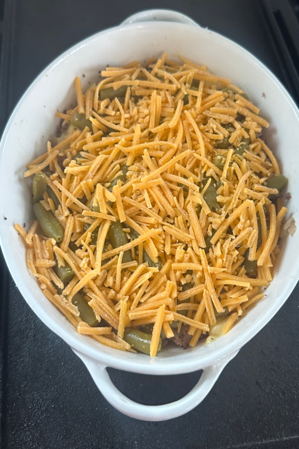 shredded cheese on green beans