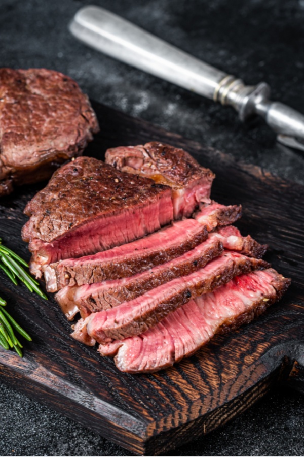 sliced filet steak