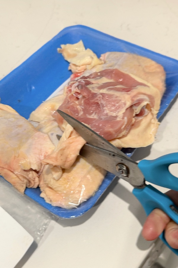 trim skin on chicken