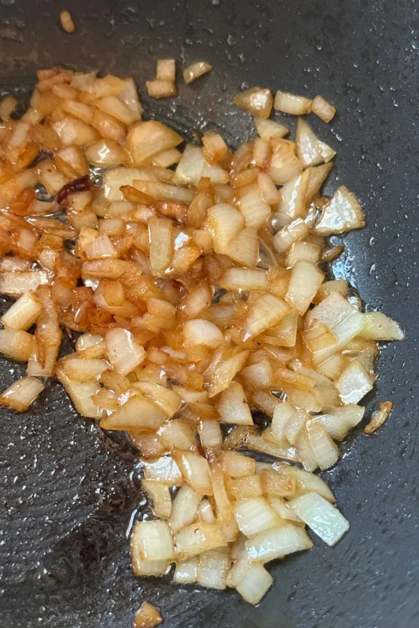 browning onions in skillet