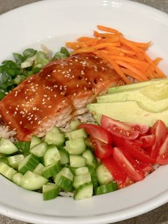 teriyaki salmon rice bowl