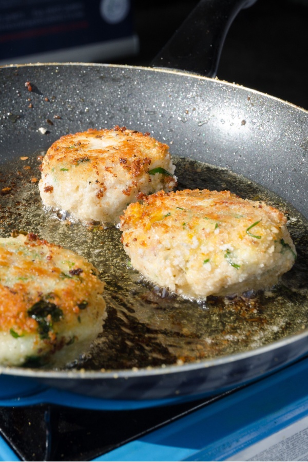 frying fish patties