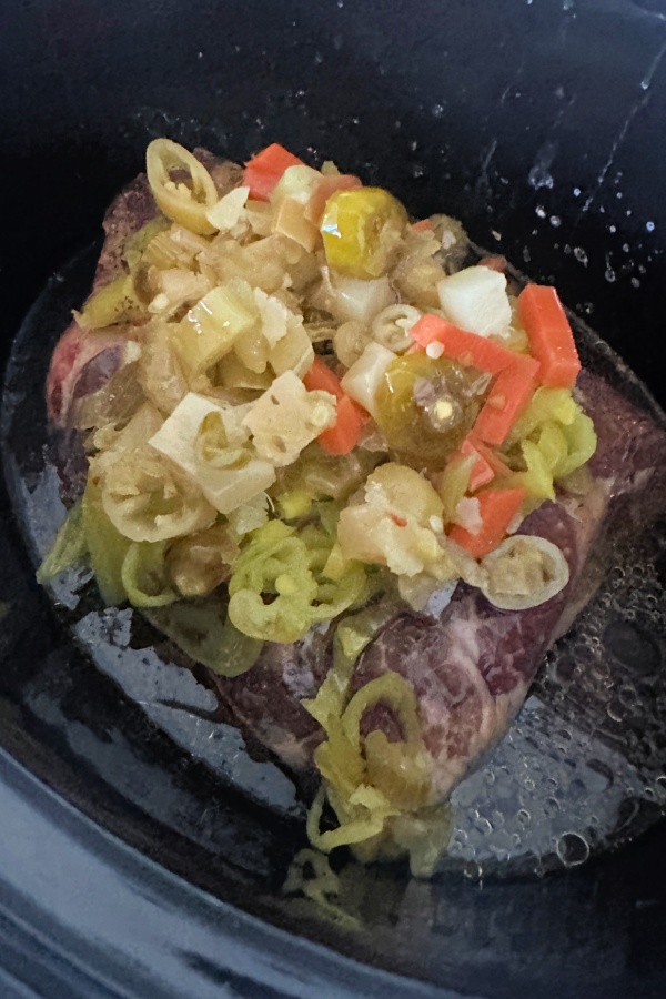Italian beef ingredients in crock pot