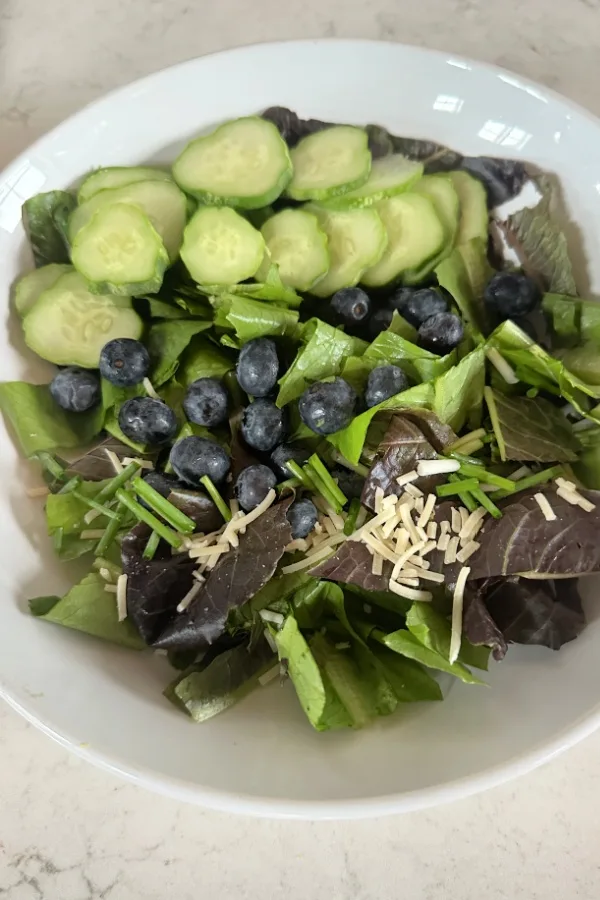 greens and cucumbers