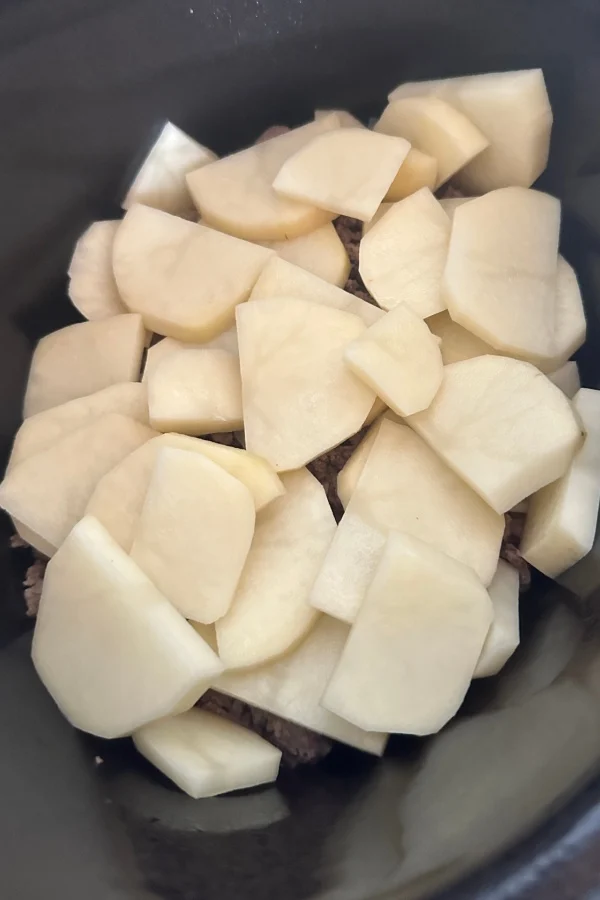 sliced Russett potatoes