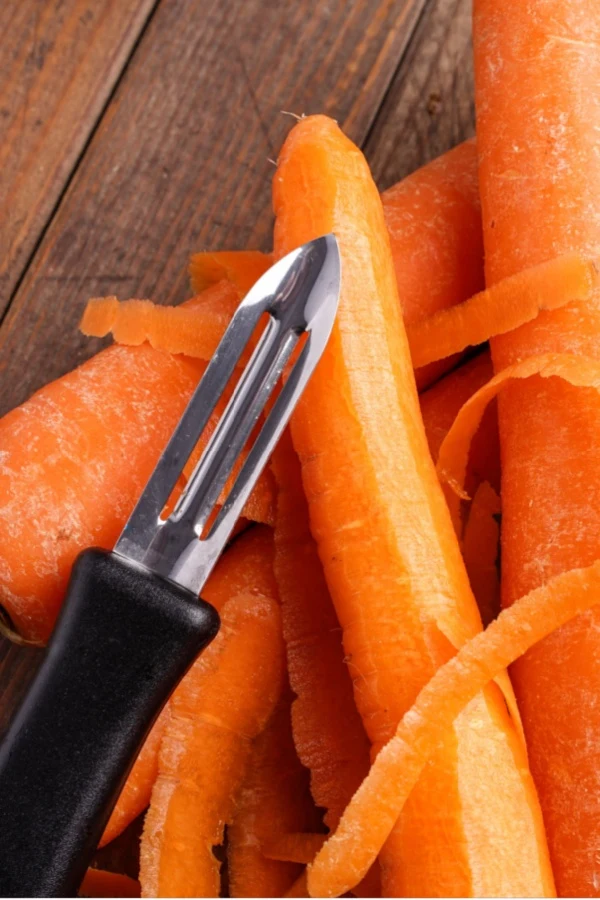 peeling carrots
