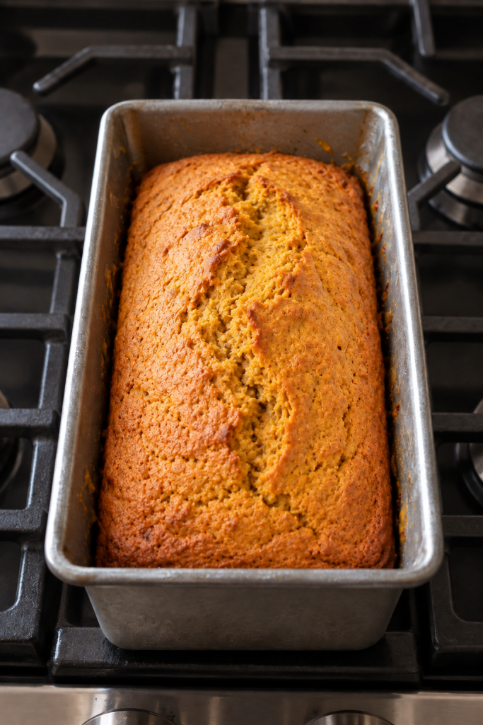 loaf pan out of oven