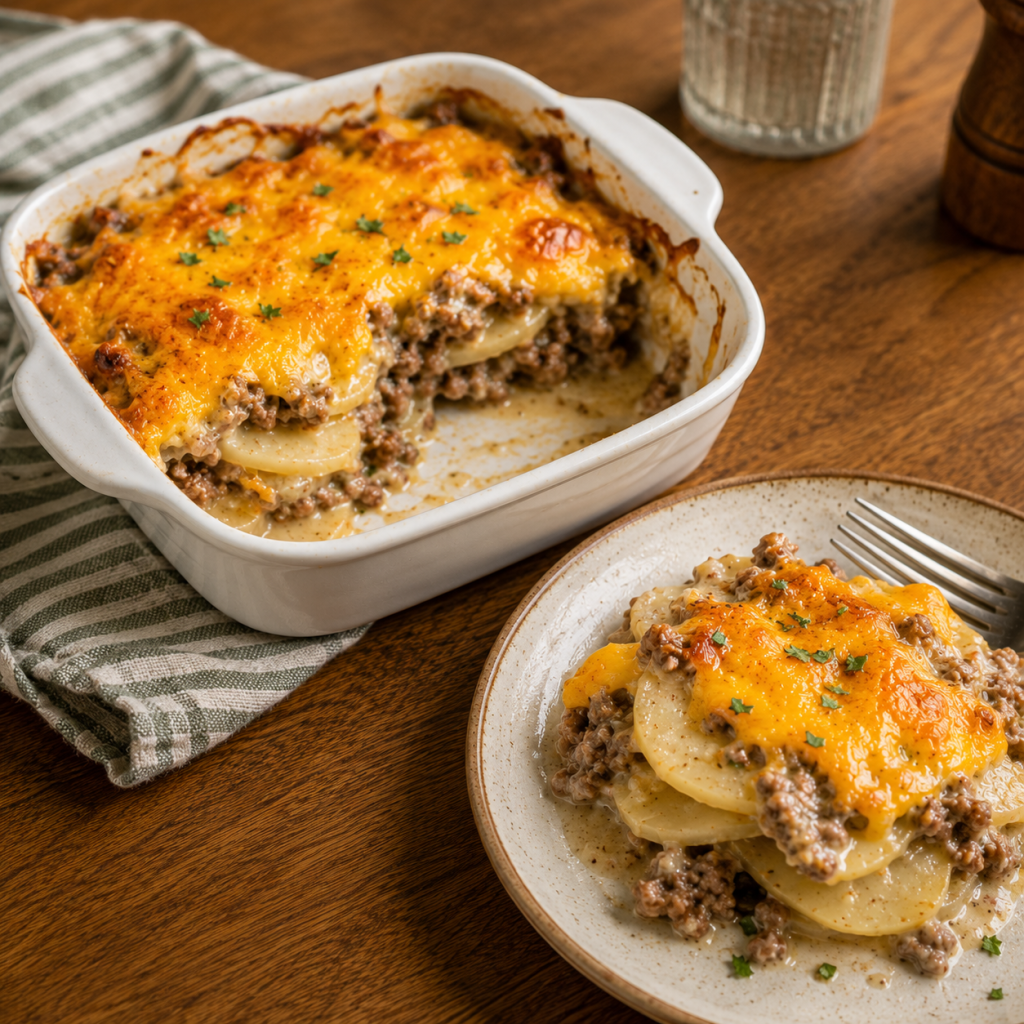 cheesy ground beef and potato casserole