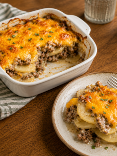 cheesy ground beef and potato casserole
