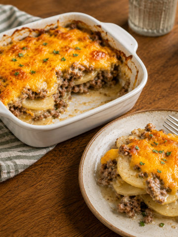 cheesy ground beef and potato casserole