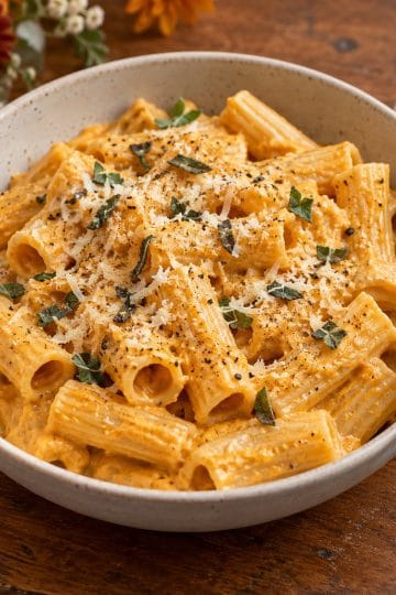 creamy pumpkin pasta for two